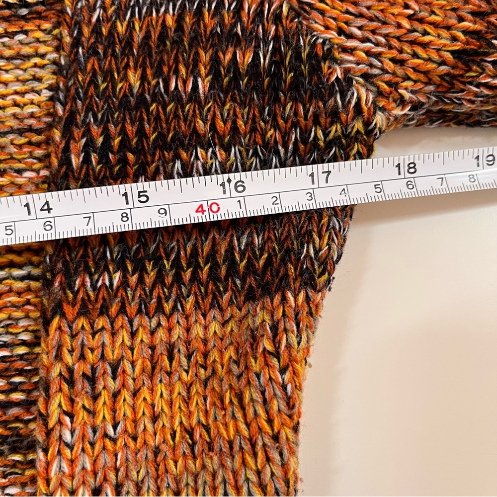 Vintage 60 70 Mod Patchwork Plaid Brown Burnt Orange Tie waist Cardigan Sweater - Picture 10 of 16